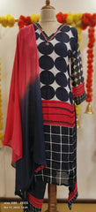 RFSS1631 - Chinon real mirror embroidery printed full suit with dupatta.
