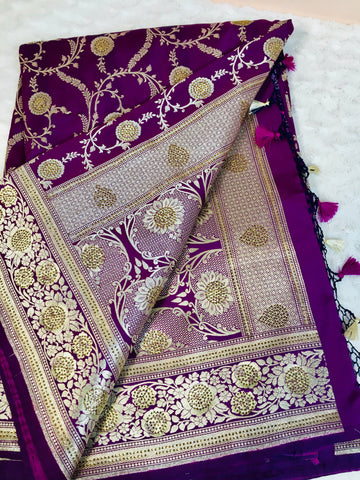 BKS 004 - Katan Georgette Banarasi saree with Gold Zari work. Comes with Unstitched Blouse.