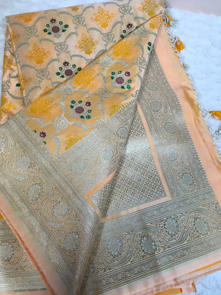 BKS 008 - Mashru Silk Banarasi Sari with Gold Zari work. Comes with Unstitched Blouse.