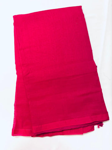 Pure Handloom Plain khhaadi Cotton Saree w/ pure Cotton Rye Bandhini stitched blouse. Fall Peco Done. Extra Running Material Blouse piece included.