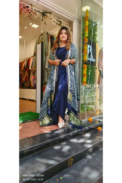 modal silk dress design Modal Silk Red And Black High Neck Dress
