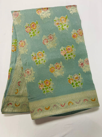 JWG108 - Pure Chiffon Saree With Meenakari floral weave