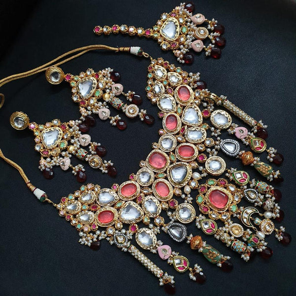 JP532 - Heavy Bridal Kundan choker set with Ruby Stones (replica of deepika padukone's Necklace) comes with earrings and maang tika.