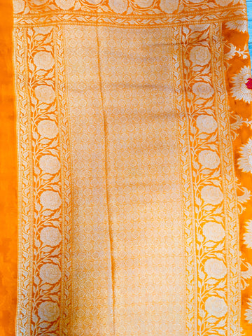 BNM105 - Pure Khaddi Banarasi Chiffon saree with Minakari Zari jaal work. Comes with Stitched Blouse.