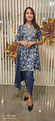 RFSS1420 - muslin floral print embroided kurta with tulip pants and dupatta