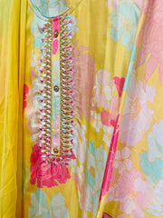 RFSS1031 - Muslin Silk Floral Print Kurta Comes with Printed Sharara and Chiffon Dupatta