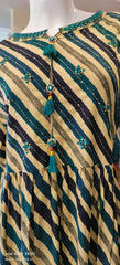 RFSS1345 - Muslin Lehriya Gown With Belt.