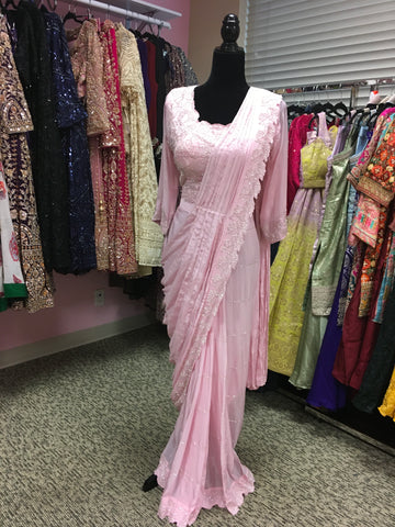 KKD012 - Partywear ready made saree with beautiful bead work blouse