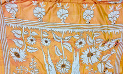 KSN213 Semi Silk Kantha Tusser Saree in yellow. Comes with stitched Blouse.
