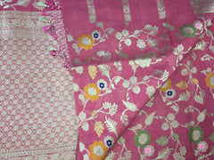BKS101 Banarasi Georgette saree in pink. Comes with stitched blouse size 38 can be altered to size 42. Fall peco done.