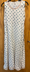 JPD016-Two piece White long dress with blue flower pattern