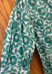 JPD009-Green leaves and flower patterns printed on white long dress