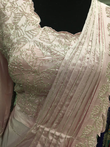 KKD012 - Partywear ready made saree with beautiful bead work blouse
