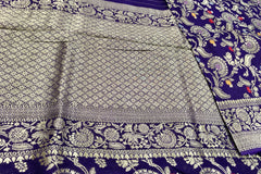 BKS103 Banarasi Georgette saree in purple.Comes with stitched blouse size 38 can be altered to size 42. Fall peco done.