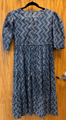JPD022-Long blue dress with white pattern