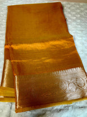 BKS 018 -  Pure Silk Tissue Banarasi  saree with Gold Zari work. Comes with unstitched Blouse.