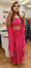 RFSS1603 - Beautiful blue stylish indo-western crop top embroidered shrug.