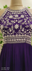 RFSS1632-Heavy partywear dress in purple with  embroidered yoke.