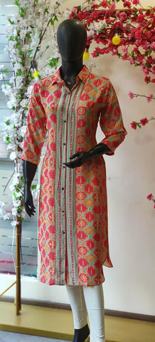 RFSS1731 - Digital Print Shirt Style Kurta in Pure Crepe fabric.