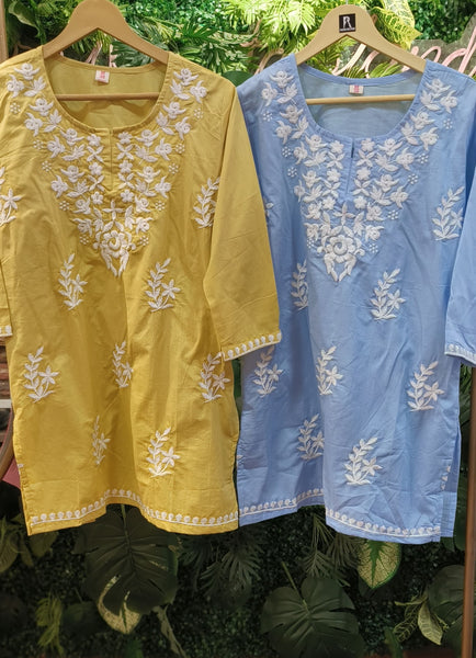 RFSS1765 - Chickenkary cotton short Kurta.
