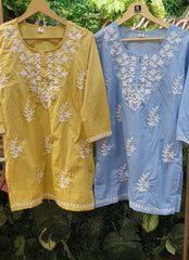 RFSS1765 - Chickenkary cotton short Kurta.