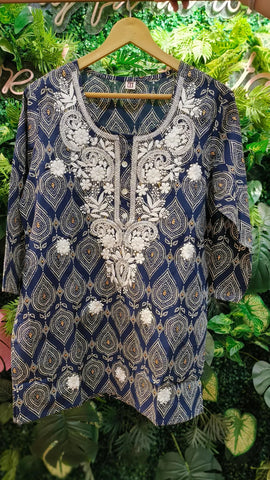 RFSS1767 - Printed Chickenkari Short Kurta