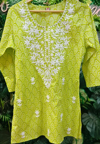 RFSS1767 - Printed Chickenkari Short Kurta