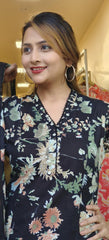 RFSS1808 - Cotton V Neck Embroidered Floral Kurta With Pant