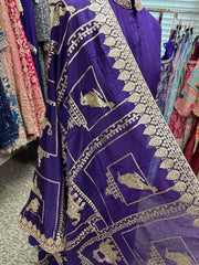 KKD010-Anarkali long kurta with butta neckwork and dupatta with beautiful bird print