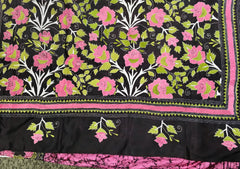 KSN224 Pure Silk Kantha Tussar Saree in pink and brown. Come with stitched blouse size 38. Fall peco done.