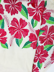 KSN221 Pure Silk Kantha Tussar Saree in beige. Comes with stitched blouse. Fall peco done.