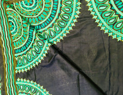KSN226 Pure Silk  Kantha Tussar Saree in blue. Comes with stitched blouse. Fall peco done.