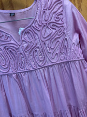 JPD001-Lavender long dress with unique pattern on top