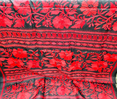 KSN227 Pure Silk Kantha Tussar Saree in black. Comes with stitched blouse.Fall peco done.