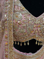 AFL2002-Pink lehenga with heavy bead and embroidery work and a dupatta