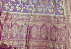 BKS113 Banarasi Georgette saree in purple. Comes with stitched blouse size 38 can be altered to size 42. Fall peco done.