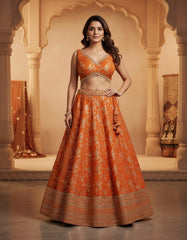 AFL7002: Orange lehenga