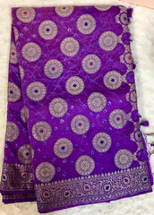 BKS 009 - Dupion Bandini Banarasi saree with Gold Zari work. Comes with Unstitched Blouse.