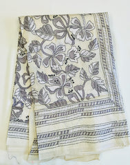 KSN218 Pure Silk Kantha Tussar Saree in beige. Comes with stitched blouse. Fall peco done.