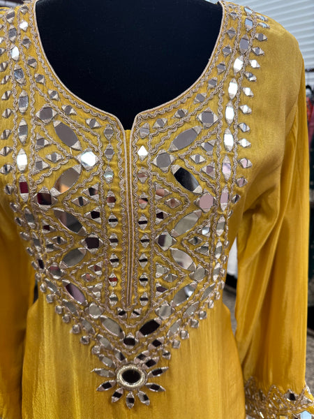Pnk441: Yellow kurti with salwar pants