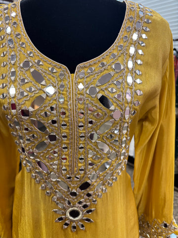 Pnk441: Yellow kurti with salwar pants