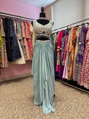AFL2019- Beautiful blouse with bead work and dhoti skirt and a dupatta