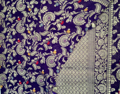 BKS103 Banarasi Georgette saree in purple.Comes with stitched blouse size 38 can be altered to size 42. Fall peco done.