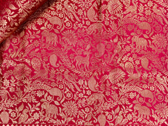KSS518 Pure kanchipuram handloom silk Saree in red color with gold zari border. comes with stitched blouse size 40,can be altered to 44 size.