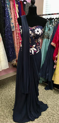 AFL2039 - Readymade partywear drape saree with heavy embroidery handwork blouse.