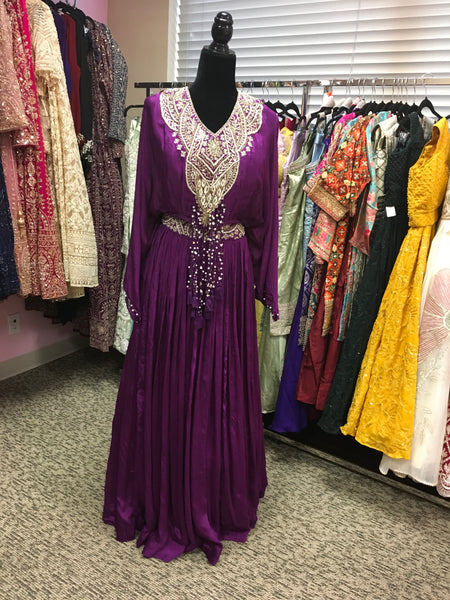 KKD014 - Purple and blue top with bead work and skirt