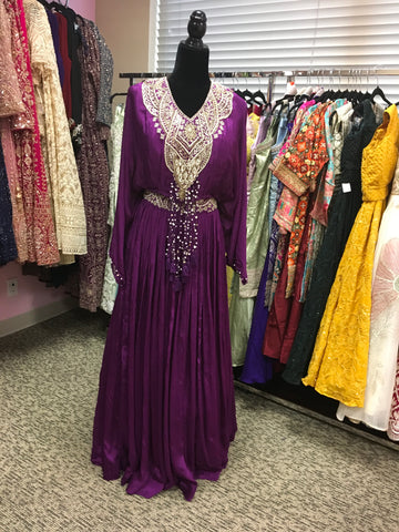 KKD014 - Purple and blue top with bead work and skirt