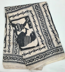 KSN220 Pure Silk Kantha Tussar Saree in Beige. Comes with stitched blouse.Fall peco done.