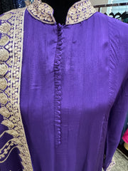 KKD010-Anarkali long kurta with butta neckwork and dupatta with beautiful bird print