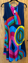 JPD008-Blue long dress with unique colorful patterns